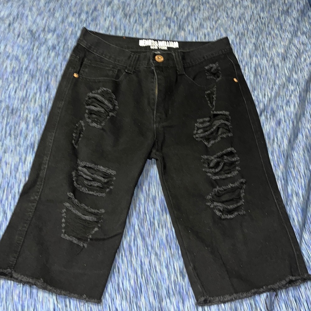 Black Ripped Jean Shorts